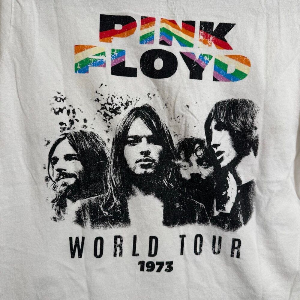 Pink Floyd White 1973 Distressed World Tour Graphic T Shirt Women's Small - Picture 5 of 5